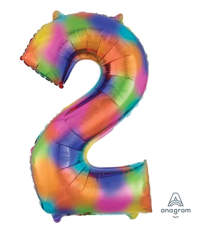 34" Rainbow Number 2 Anagram Foil Balloon