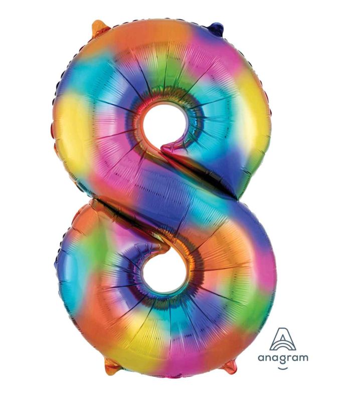 34" Rainbow Number 8 Anagram Foil Balloon