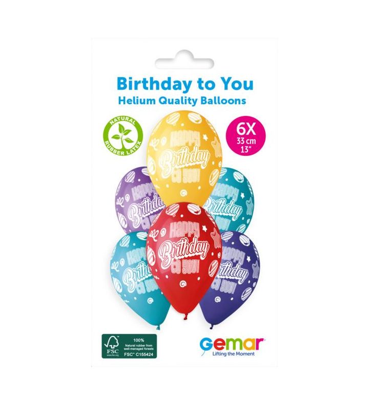 13" Gemar Happy Birthday to You 6pcs