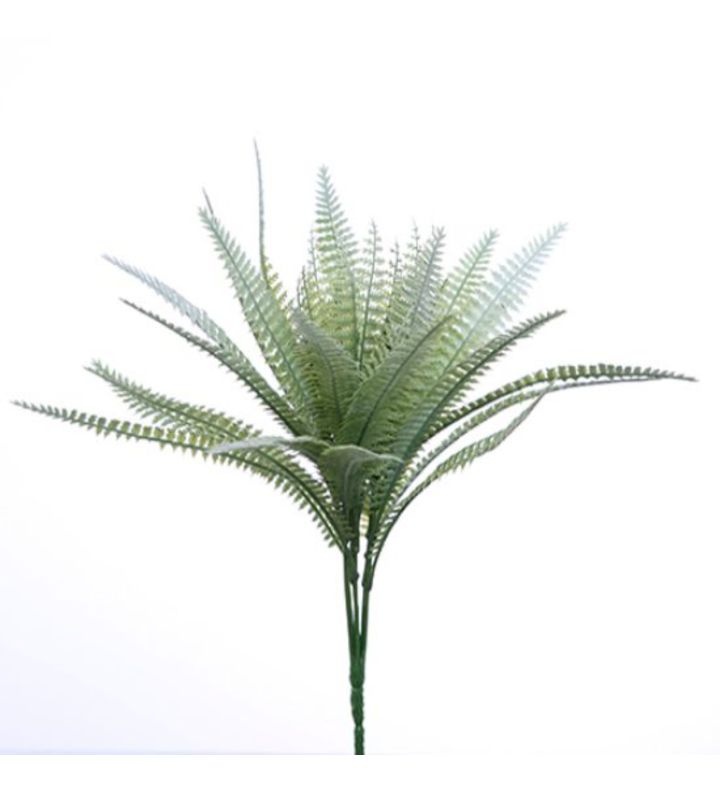 34cm Plastic Fern Bush Light Green