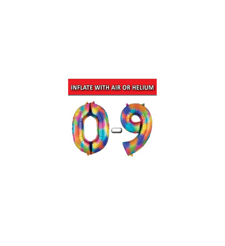 34" Rainbow Numbers Anagram Foil Balloons