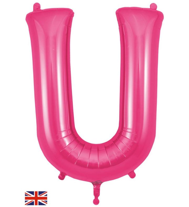 34" Letter U Pink Oaktree Foil Balloon