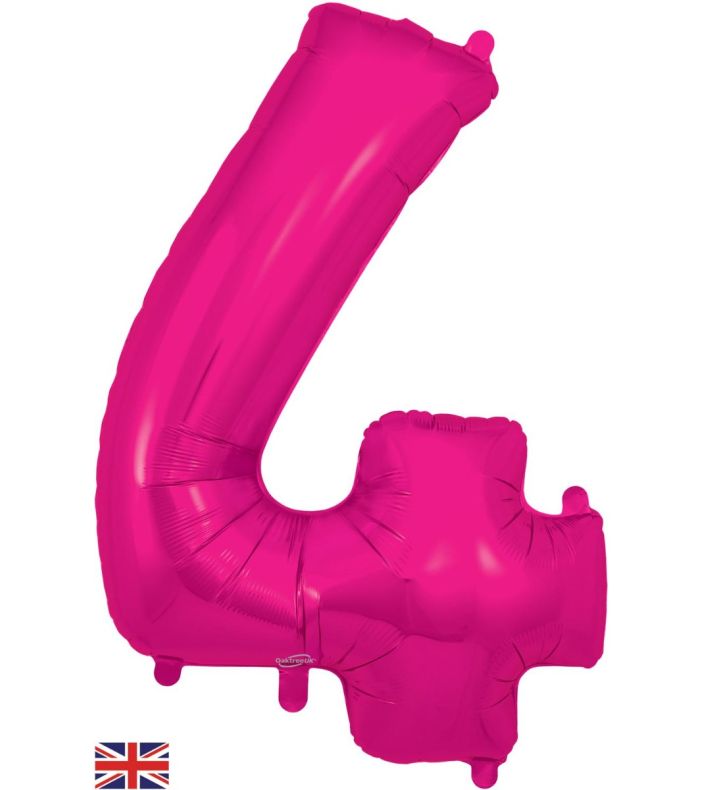 34" New Pink Number 4 Oaktree Foil Balloon