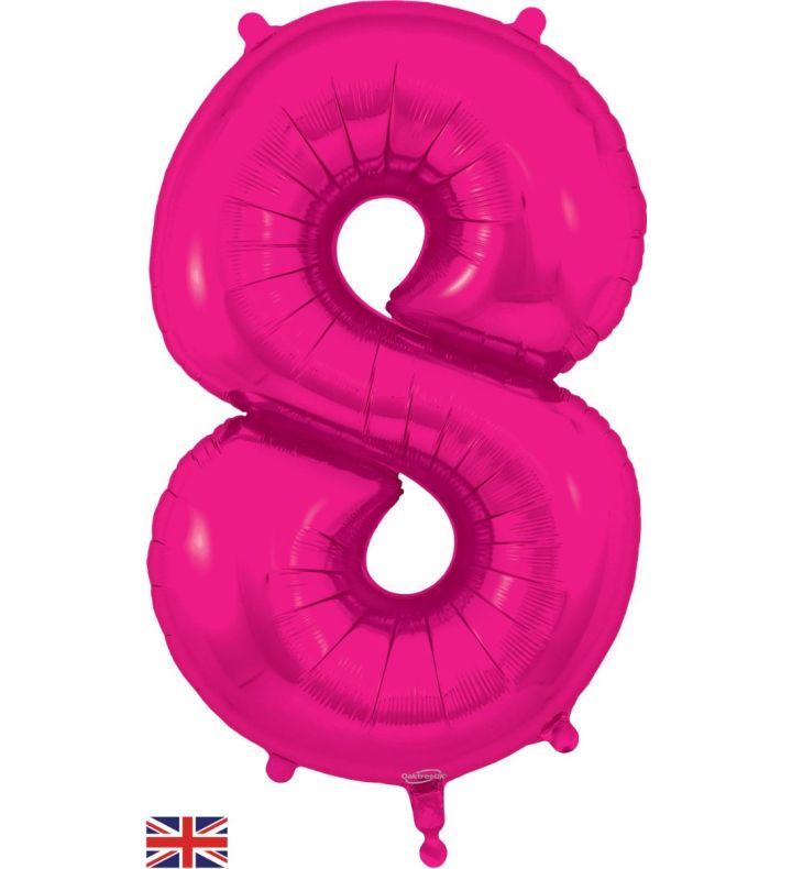 34" New Pink Number 8 Oaktree Foil Balloon