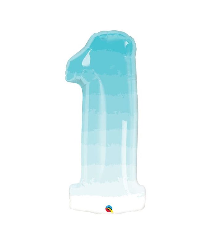 34" Blue Ombre Number 1 Qualatex Foil Balloon