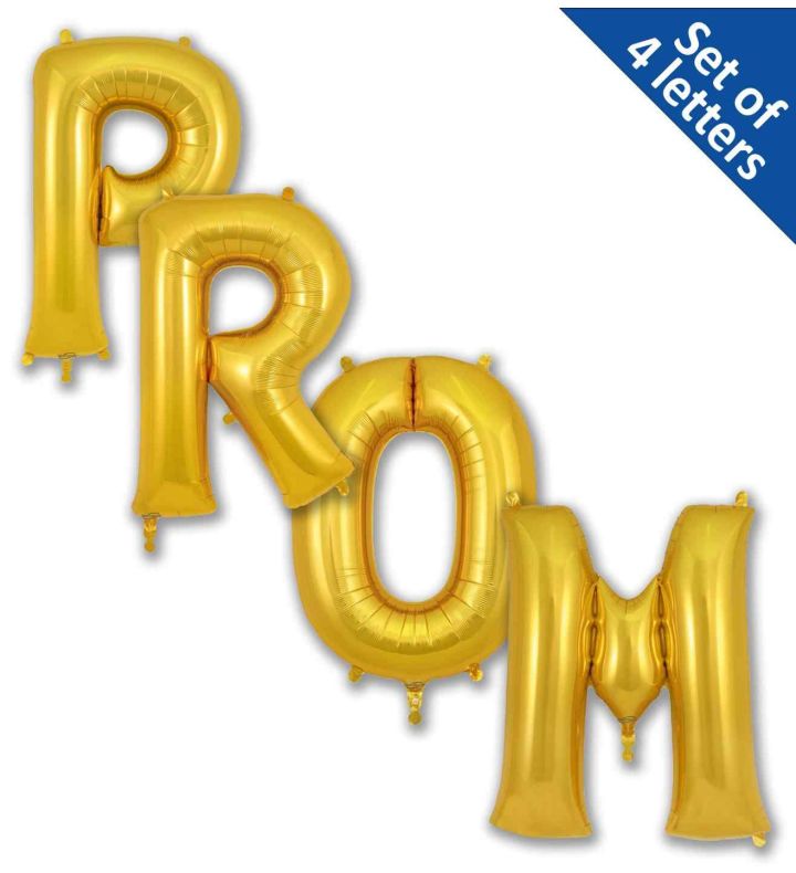 34" Prom Gold Letters Oaktree Bundle Foil Balloon