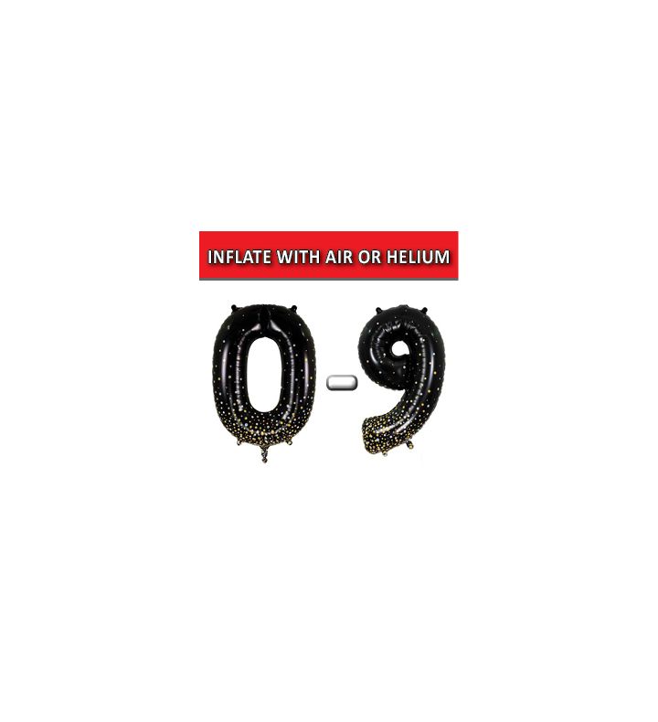 34" Black Gold Fizz  Numbers Oaktree Foil Balloons