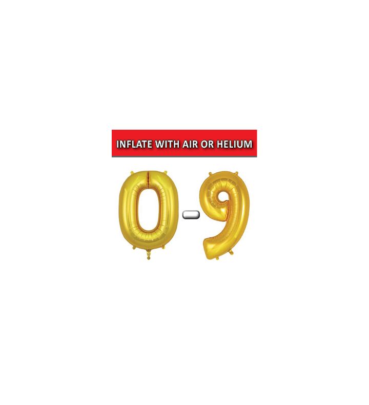 34" Gold Numbers Oaktree Foil Balloons