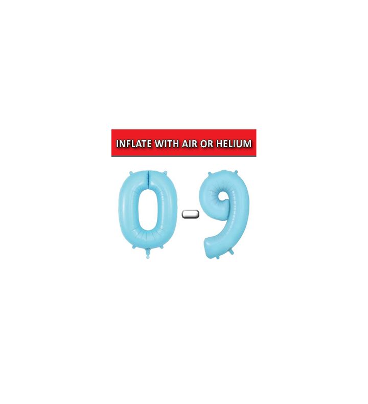 34" Pastel Blue  Numbers Oaktree Foil Balloons