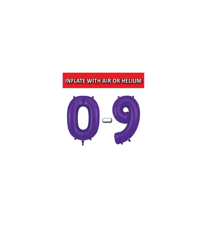 34" Purple Numbers Oaktree Foil Balloons