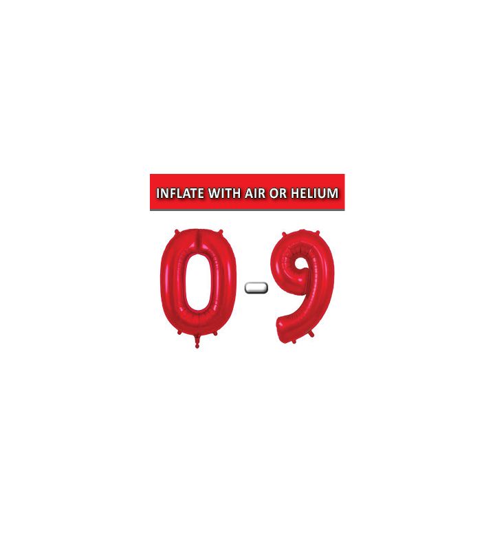 34" Red Numbers Oaktree Foil Balloon