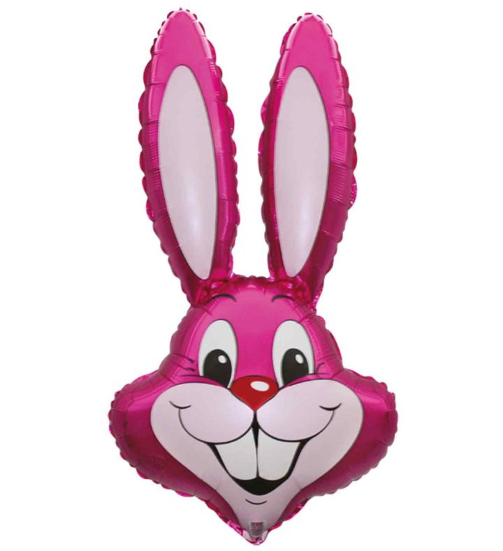 35" Dark Pink Rabbit / Bunny Head Foil Balloon