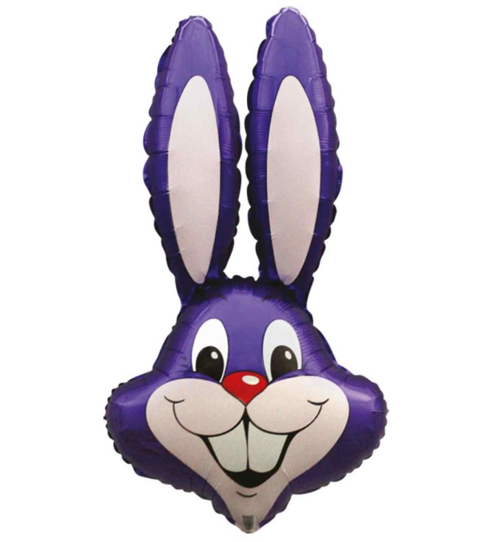 35" Purple Rabbit / Bunny Head Foil Balloon