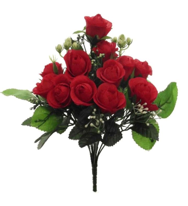 35cm Rosebud Bush With Gyp Red