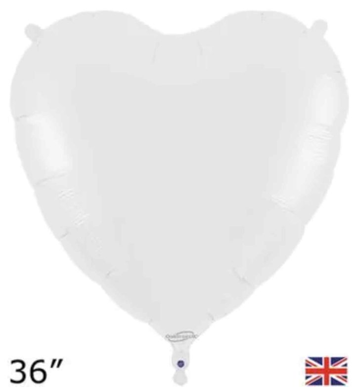 36" Oaktree Heart White Foil Balloon