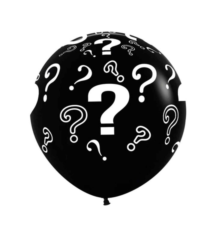 36" Sempertex Question Marks Gender Reveal Black 080 Latex Balloons 2ct