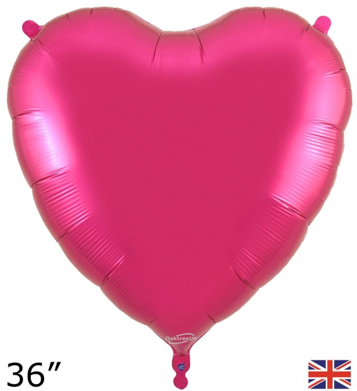 36" Oaktree Heart Fuchsia Foil Balloon