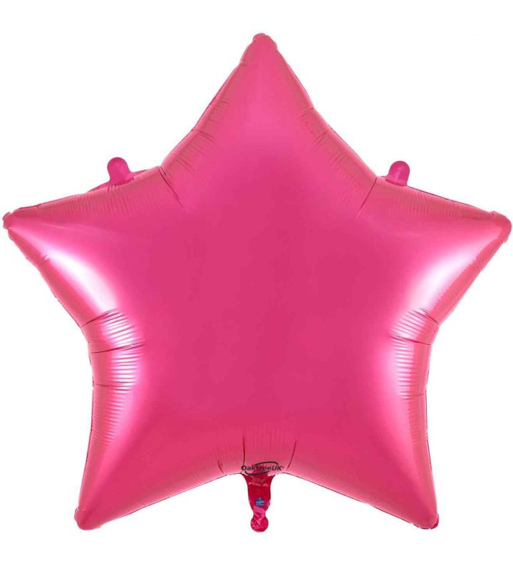 36" Oaktrtee Fuchsia Star Foil Balloon