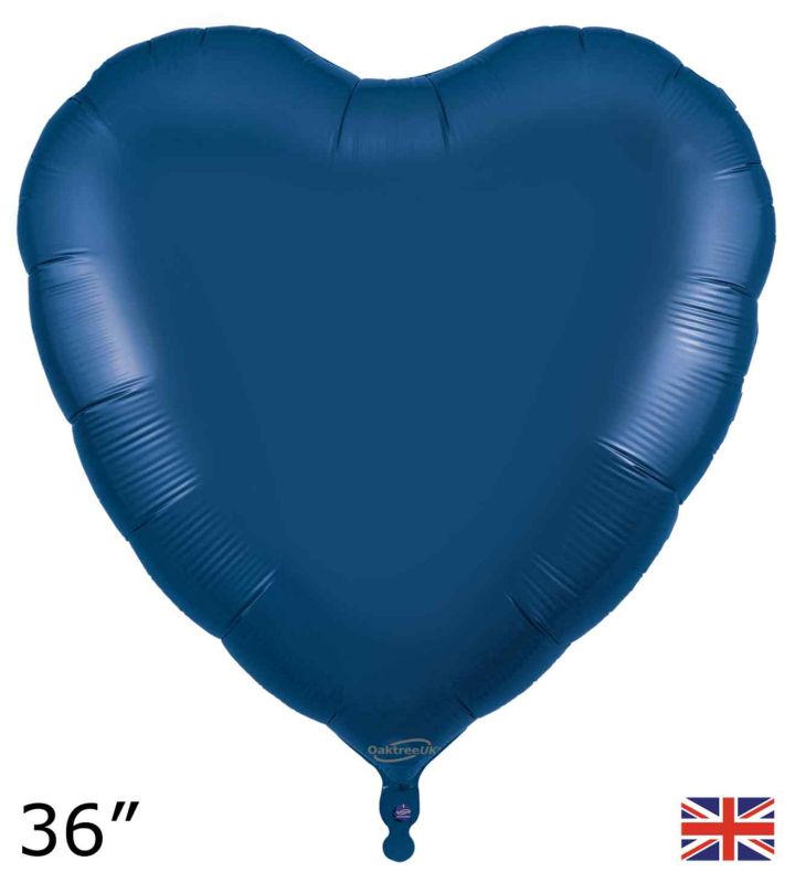 36" Oaktree Heart Navy Blue Foil Balloon