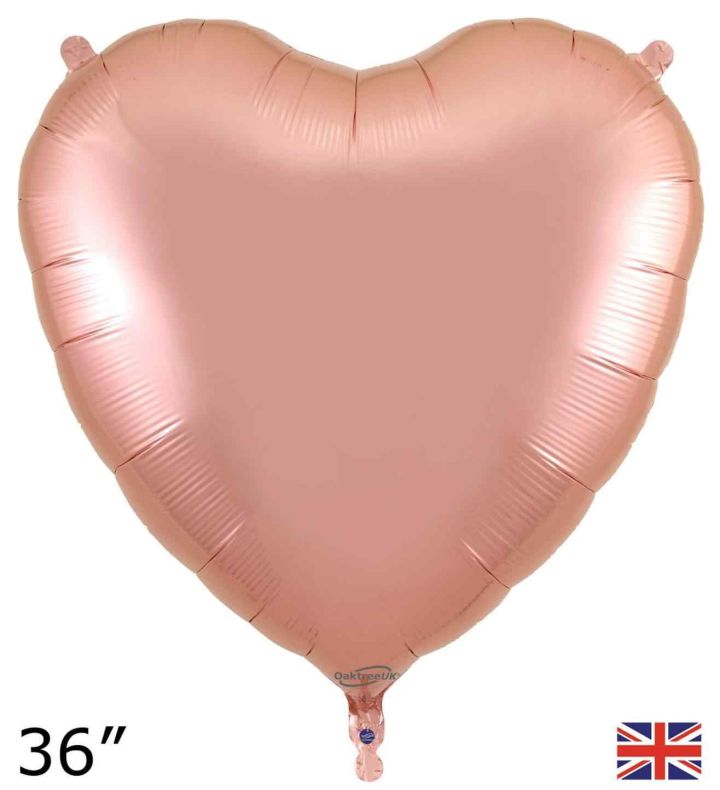 36" Oaktree Heart Rose Gold Foil Balloon