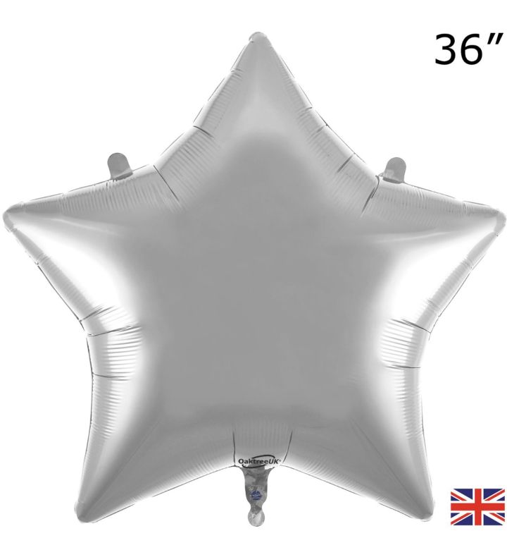 36" Oaktree Star Silver Foil Balloon
