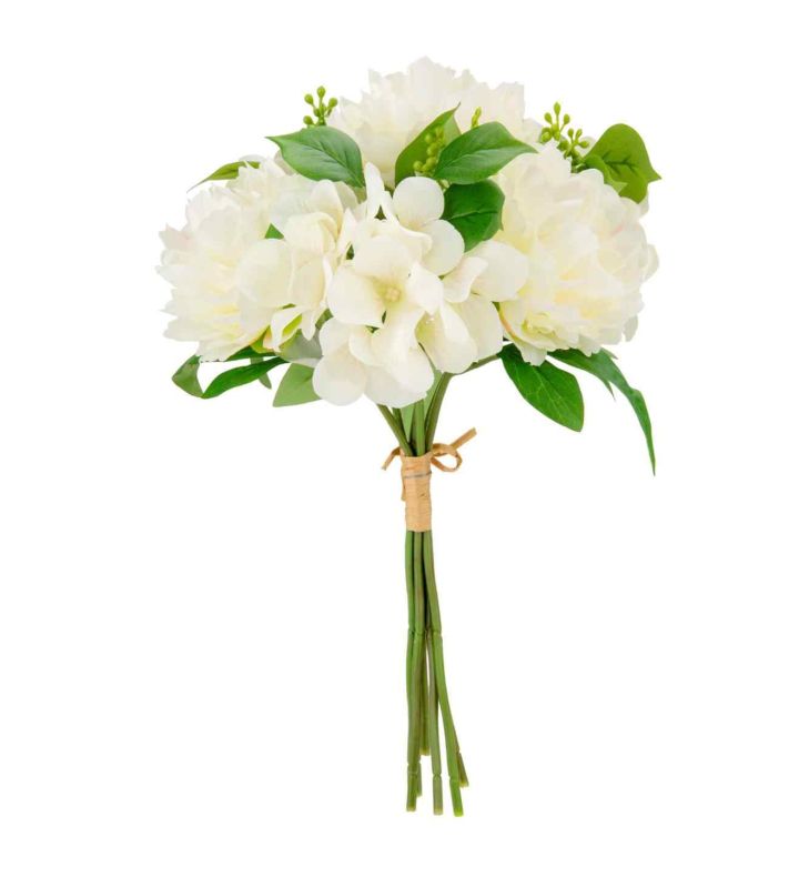 38cm Peony Hydrangea with Greenery Bouquet Cream
