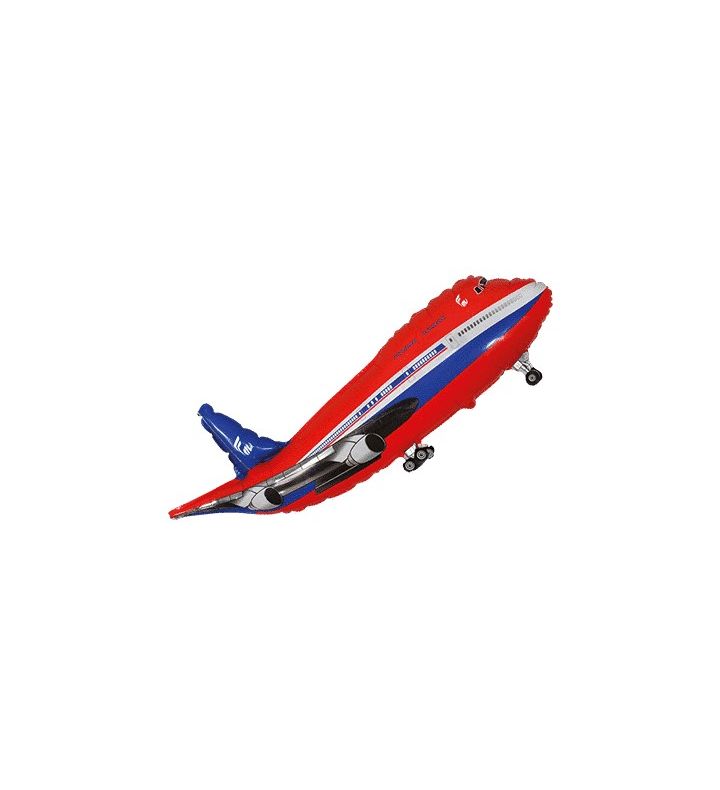 39" x 20" Plane Red Passenger Jet Foil Balloon