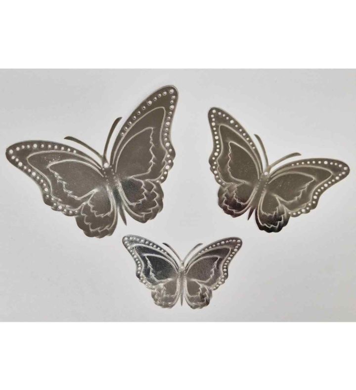 3D Silver Layered Butterfly Decoration