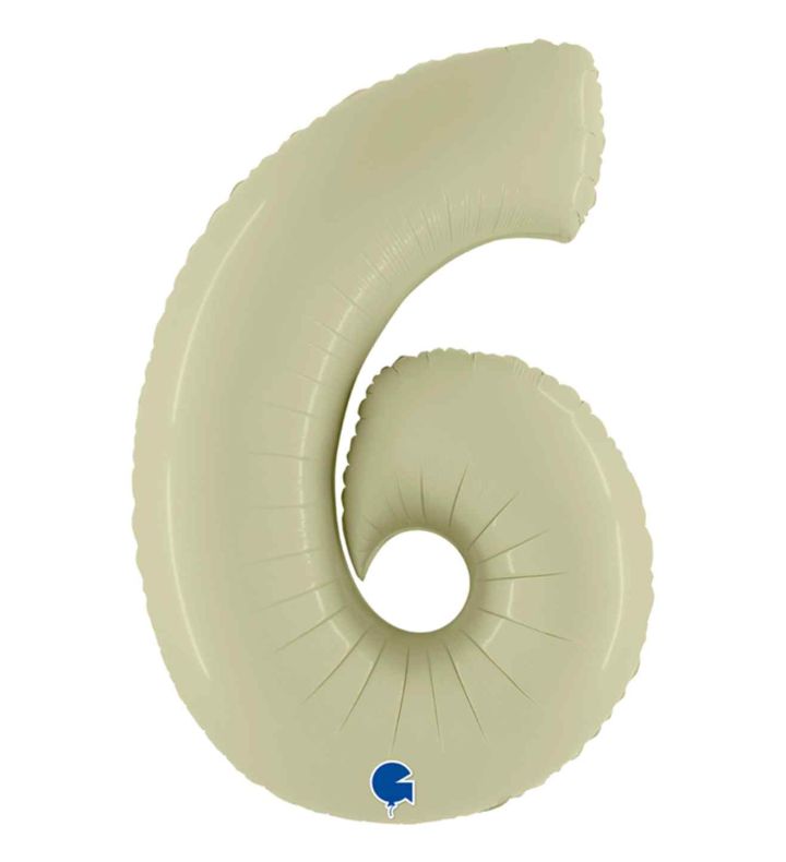 40" Grabo Satin Olive Green Number 6 Foil Balloon