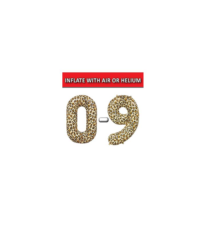 26" Leopard Print Numbers Bamboo Party Foil Balloons