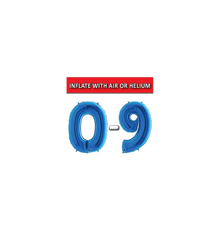 40" Blue Numbers Grabo Foil Balloons