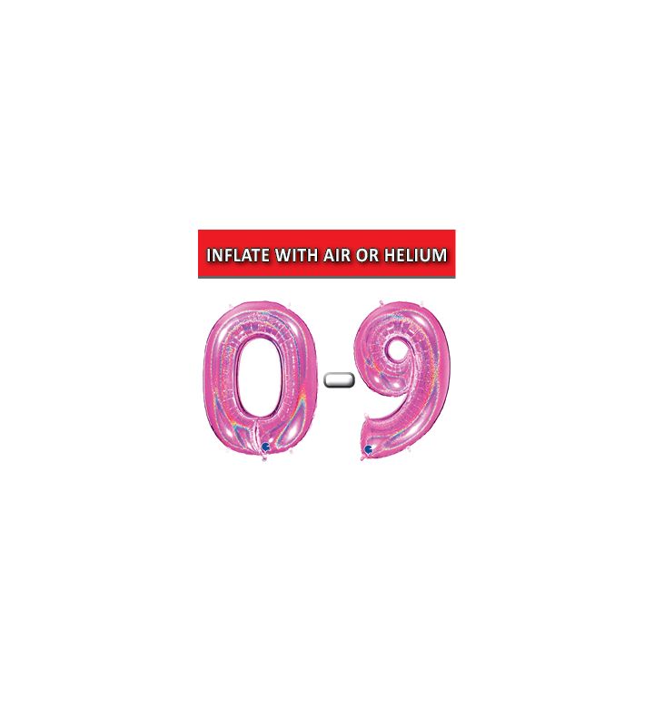 40" Fuxia Glitter Holographic Numbers Grabo Foil Balloons