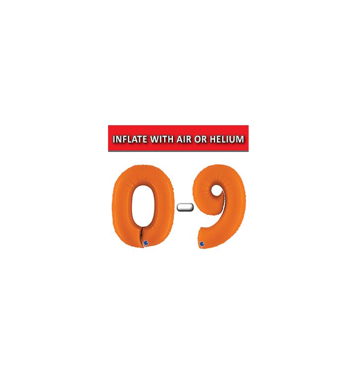 40" Matte Orange Numbers Grabo Foil Balloons