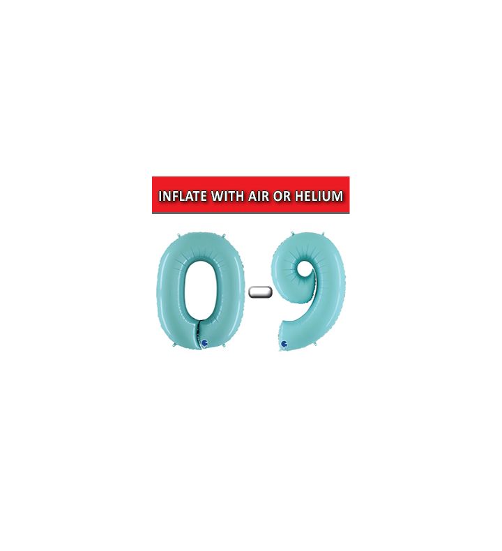 40" Pastel Blue Numbers Grabo Foil Balloons