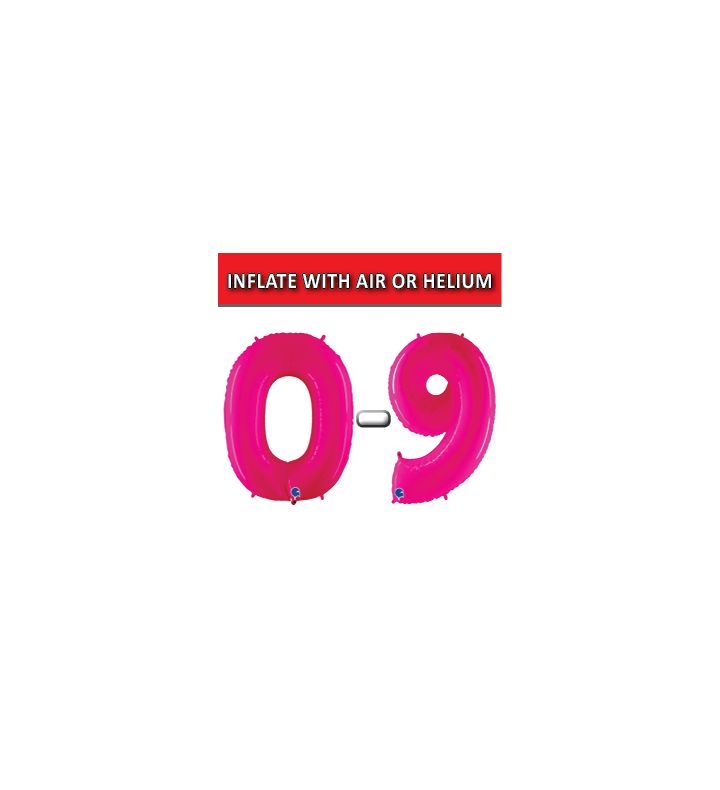 40" Pink Fluo Numbers Grabo Foil Balloons