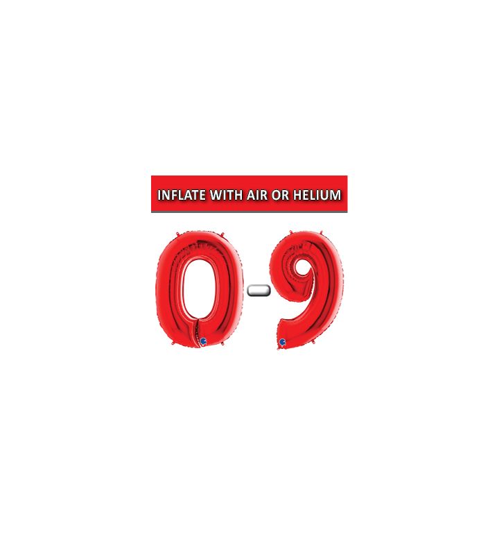 40" Red Numbers Grabo Foil Balloons
