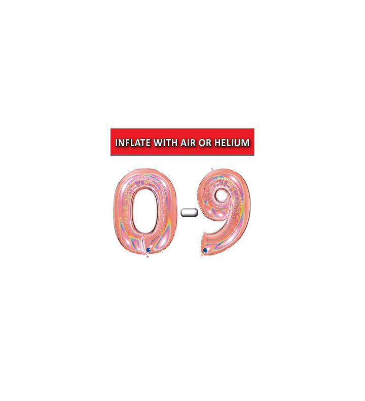 40" Rose Gold Glitter Holographic Numbers Grabo Foil Balloons
