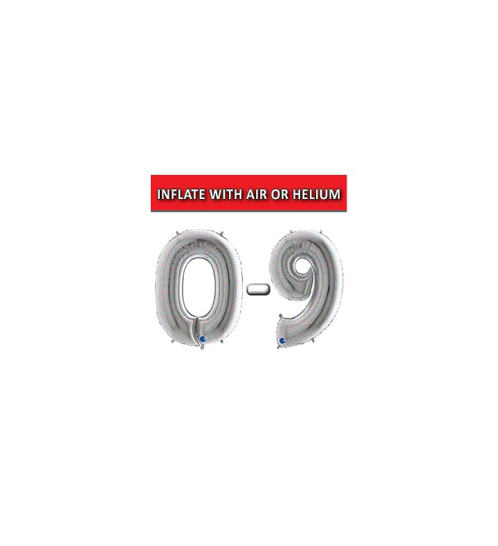 40" Silver Glitter Holographic Numbers Grabo Foil Balloons