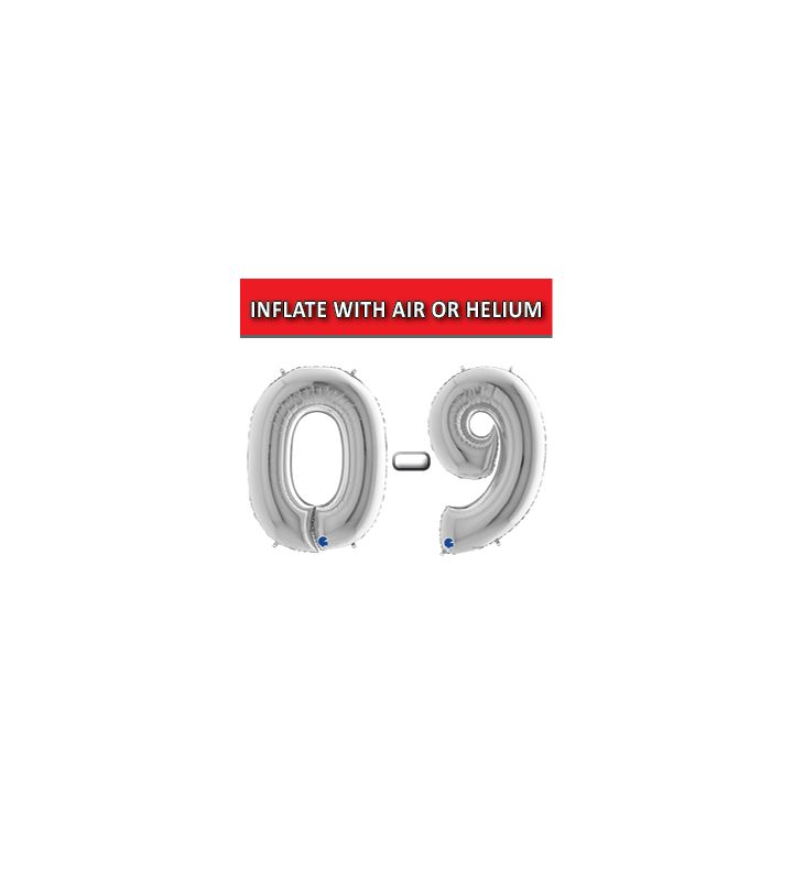 40" Silver Numbers Grabo Foil Balloons