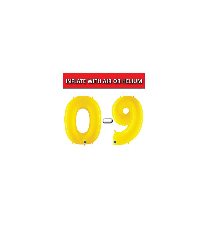 40" Yellow Fluo Numbers Grabo Foil Balloons 