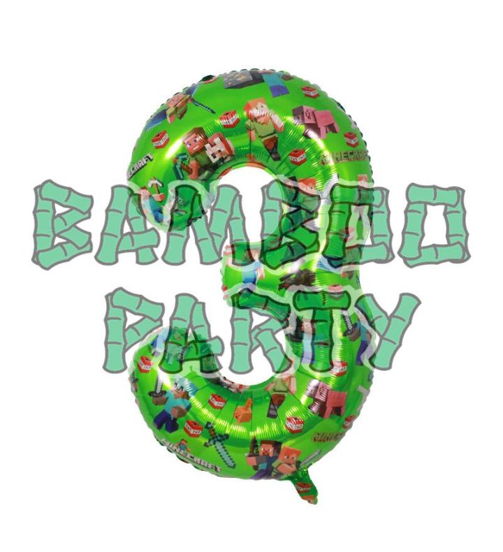 40" Number 3 Green Gaming Foil Balloon