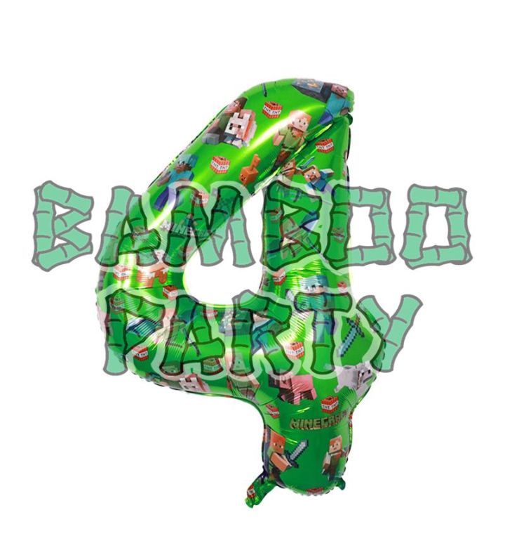 40" Number 4 Green Gaming Foil Balloon