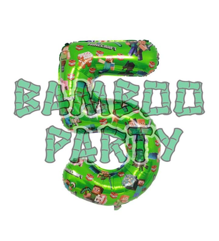 40" Number 5 Green Gaming Foil Balloon