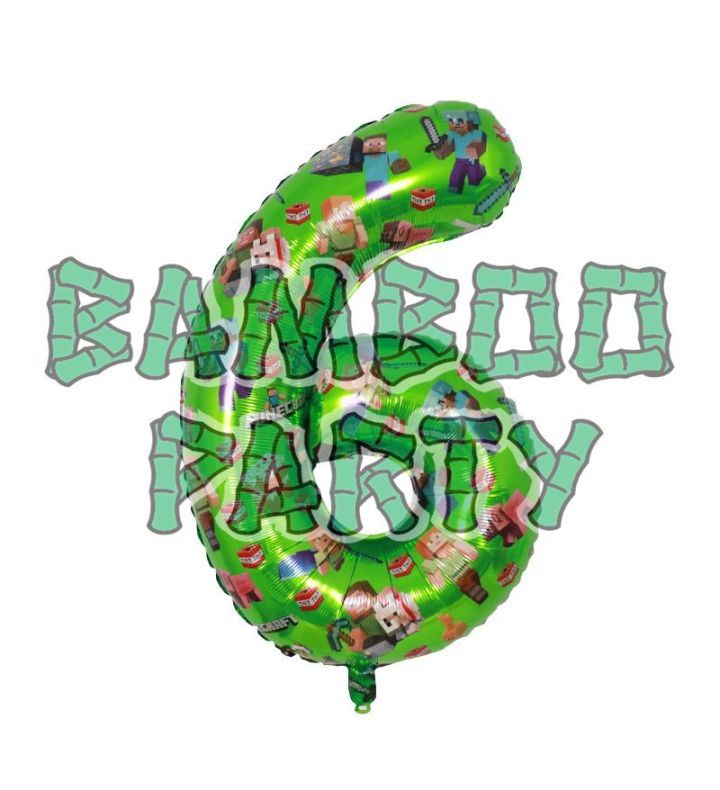 40" Number 6 Green Gaming Foil Balloon
