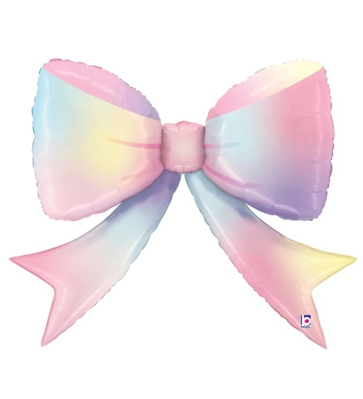 41" Bow Pastel Multi-coloured Betallic Foil Balloon