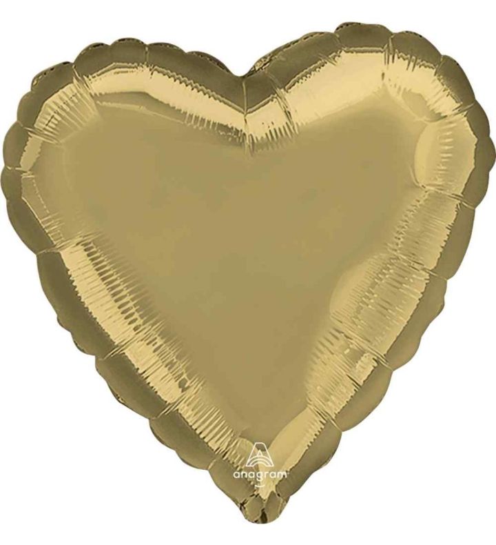 17" White Gold Heart Anagram Foil Balloon Packaged