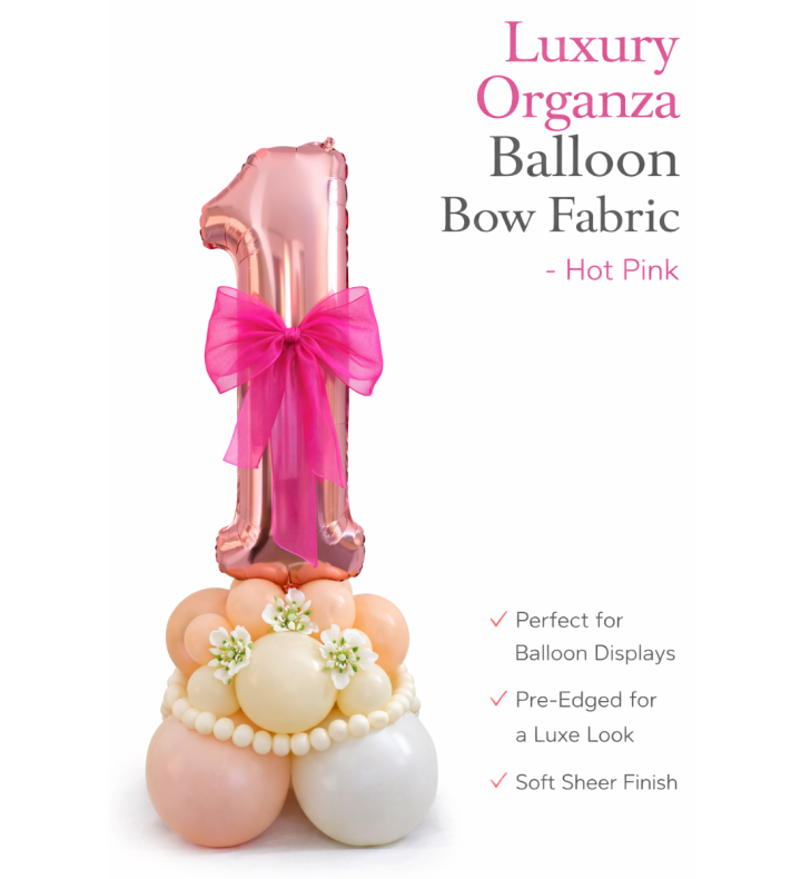 Organza Balloon Bow Fabric Hot Pink