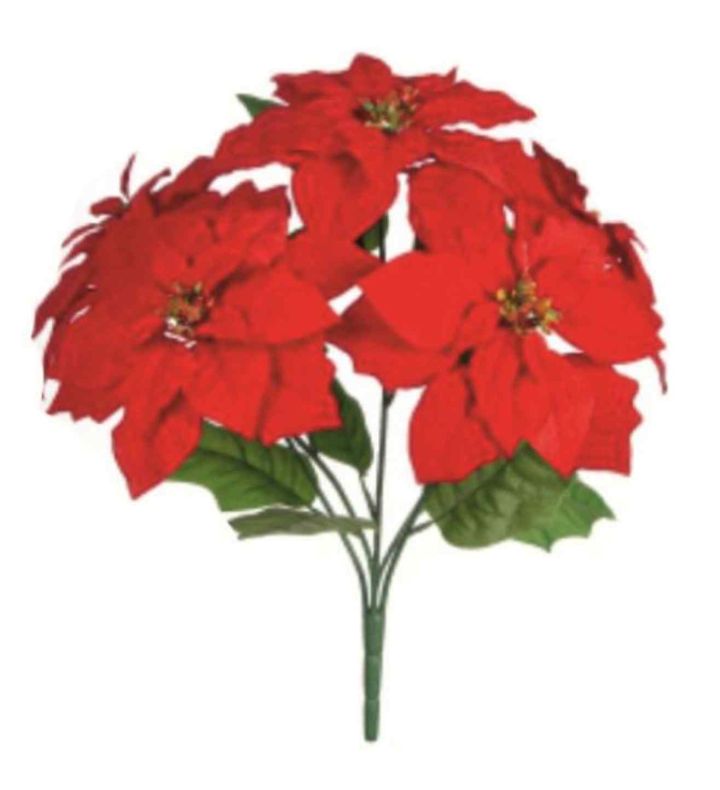 45cm Large Poinsettia Bush Red