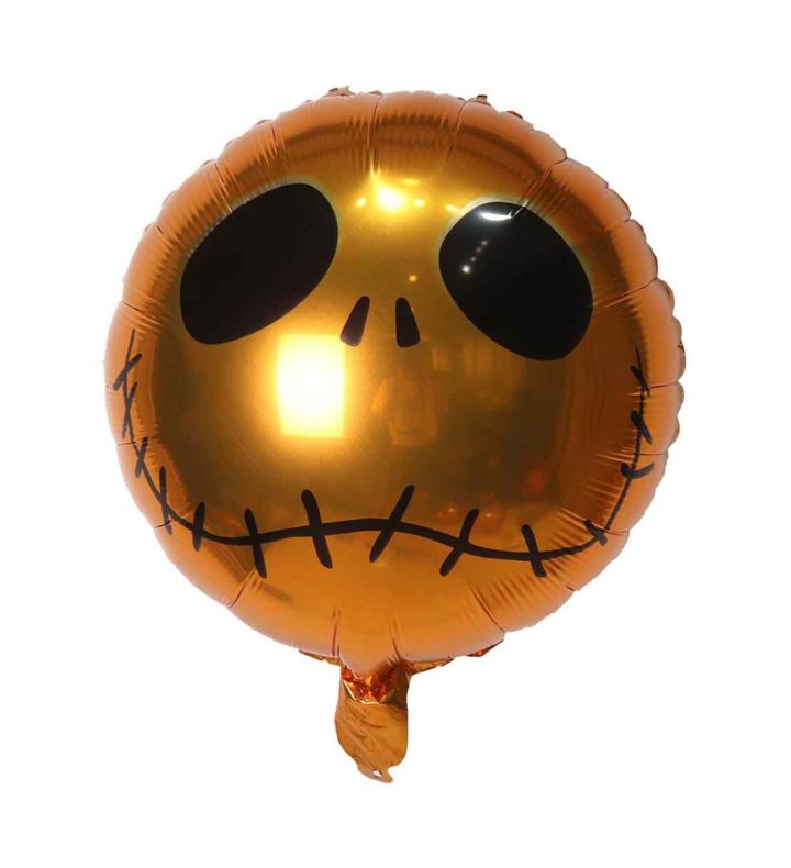 46cm Bamboo Party Gold / Black Goul Face Foil Balloon