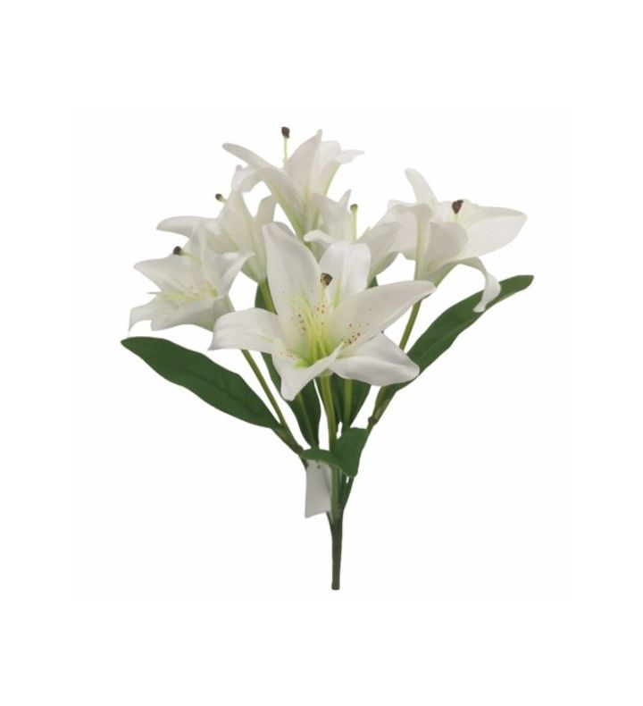 46cm Lily Bush 7 Heads Ivory 